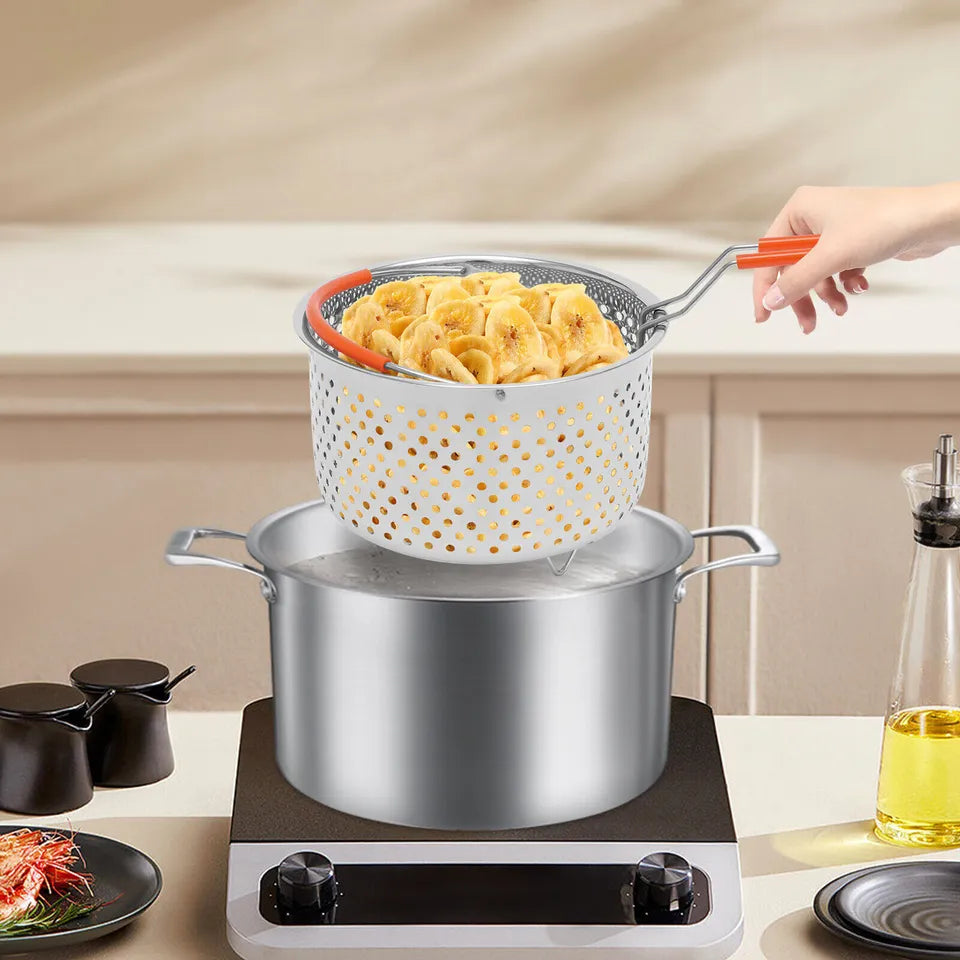 Stainless Steel Cooking Steamer With Handle, Kitchen Pot Pressure Cooker, Anti-scald Steamer Basket, Multifunctional Fruit Vegetable Washing Basket, Deep Fryer Pot Strainer Stainless Steel Cooking Steamer With Handle, Kitchen Pot Pressure Cooker, Anti-scald Steamer Basket, Multifunctional Fruit Vegetable Washing Basket, Deep Fryer Pot Strainer
